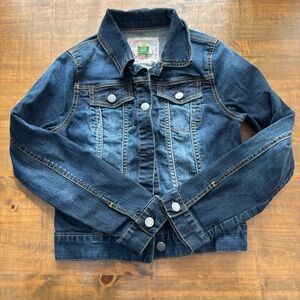 Anthropologie Ett Twa Cropped Stretch Denim Trucker Jacket-Medium Rinse-Size S